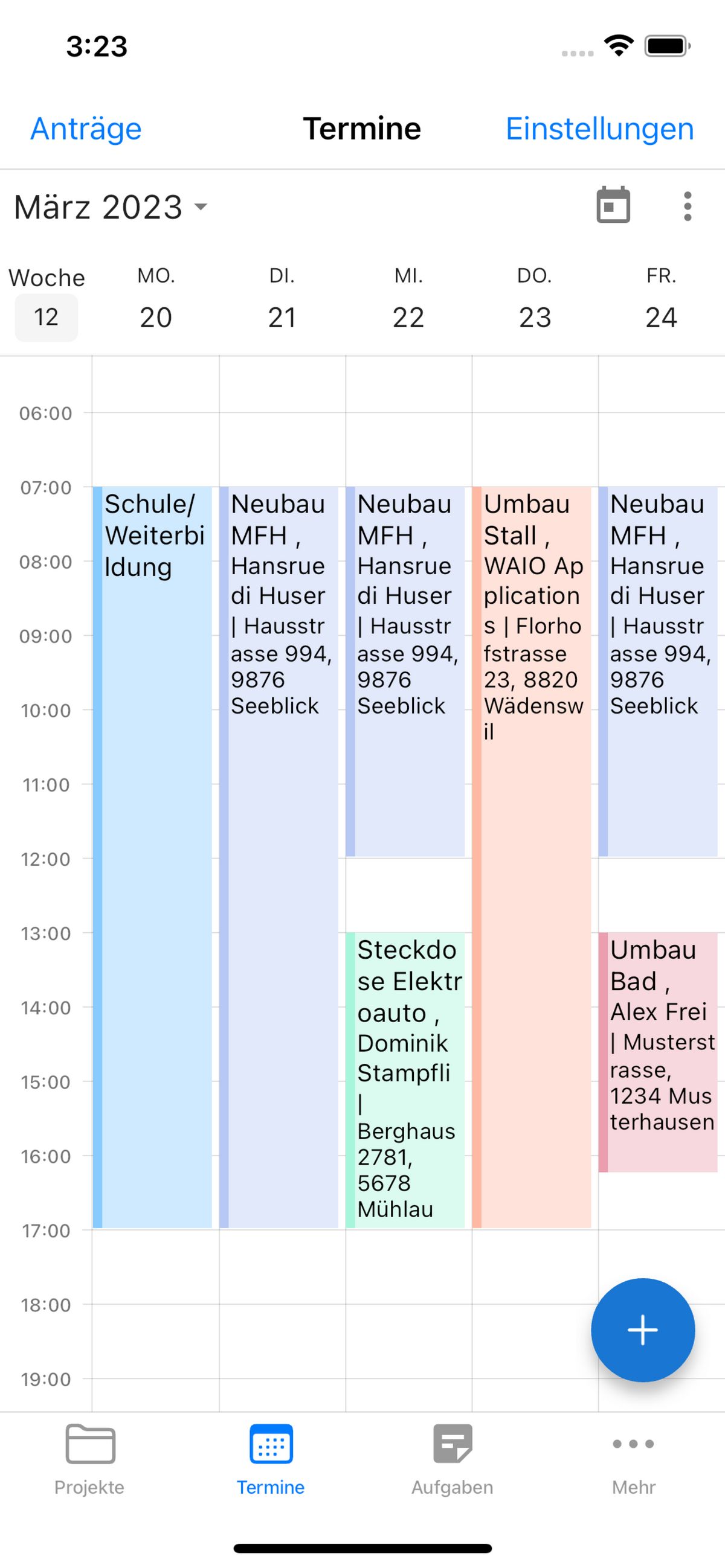 Terminplanung Arbeitswoche