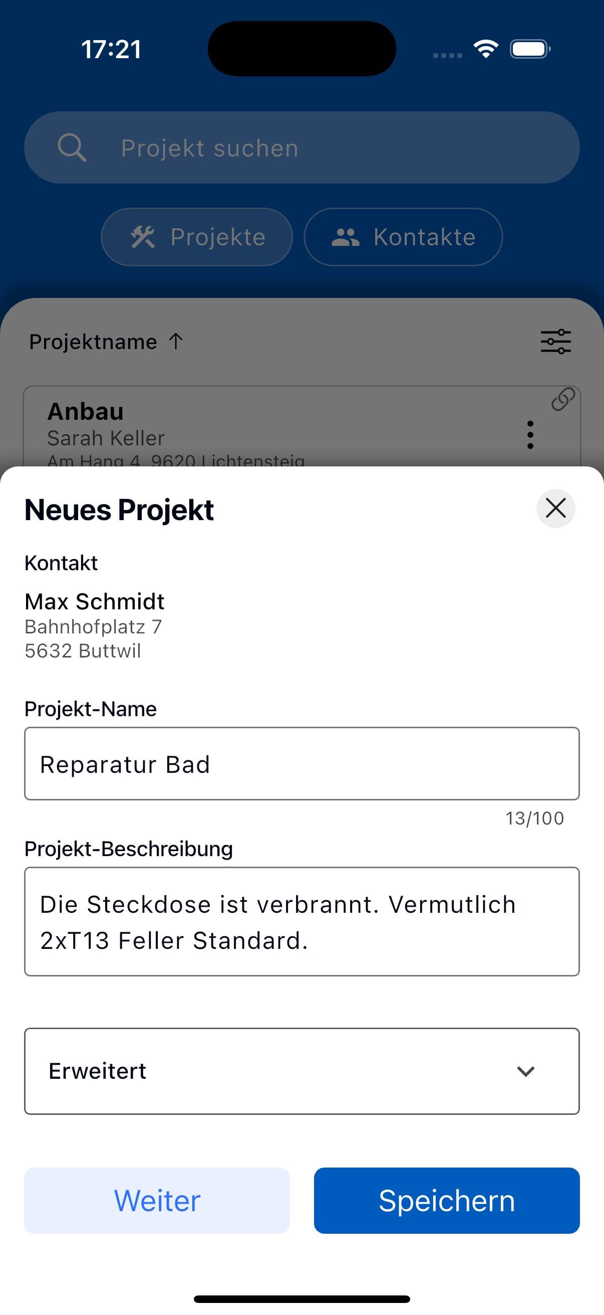 Projekte hinzufügen