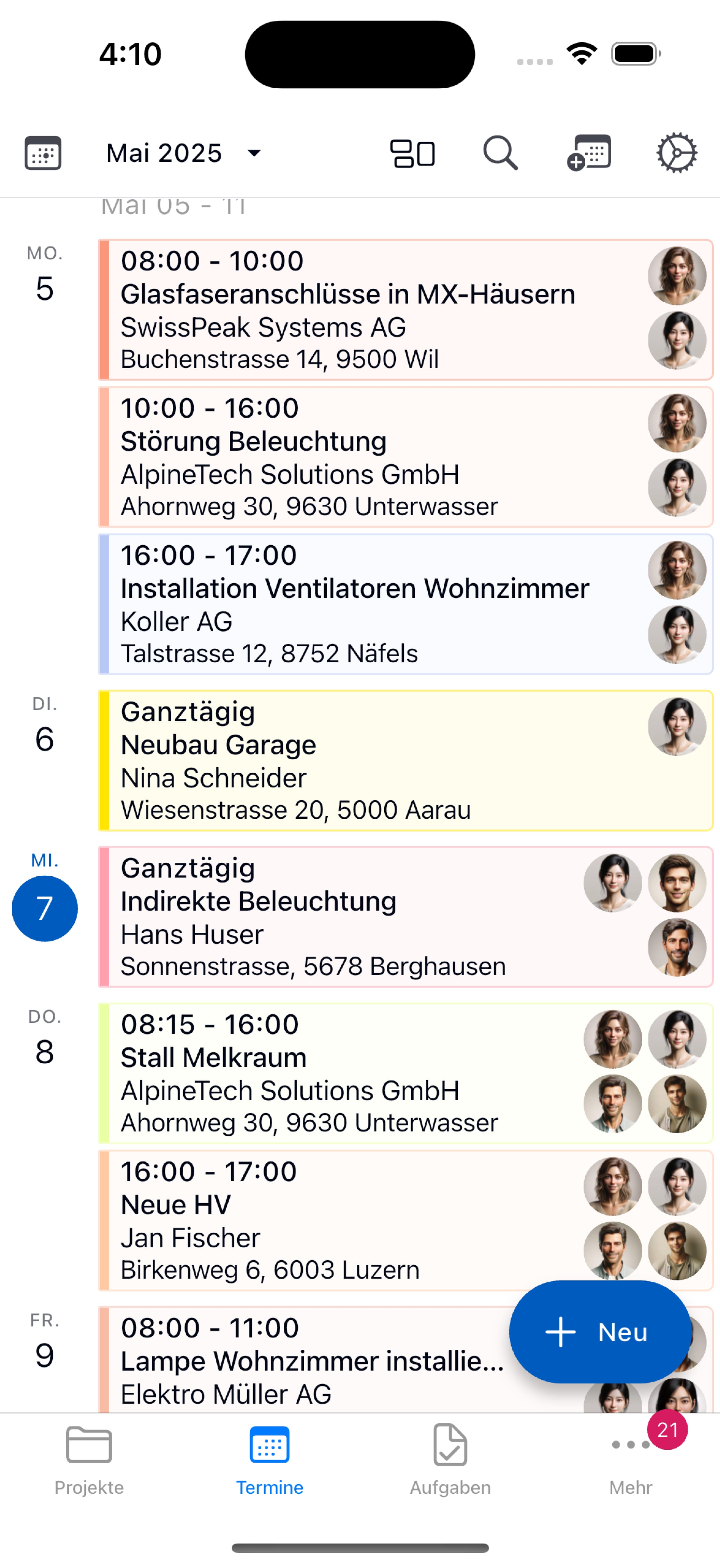 Terminplanung Agenda